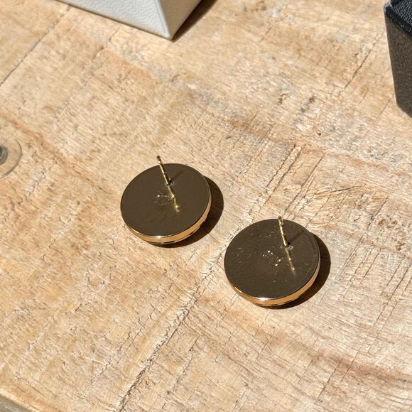 Chanel 2002 02P CC Logo Striped Round Stud Earrings - Picture 4 of 10